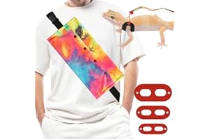 CUXFLS Bearded Dragon Carrier and Leather Leash, Adjustable Harness and Reptile Small Pet Coral Fleece Backpack for Outdoor Travel Walking Rest - Red