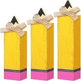 Yuntau 3 Pcs Back to School Tabletop Decoration, Wooden Pencil Block Signs | Rustic First Day of School Decor, Classroom Decorations for Teacher Desk, Table Centerpieces, Tiered Tray, Appreciation Gift