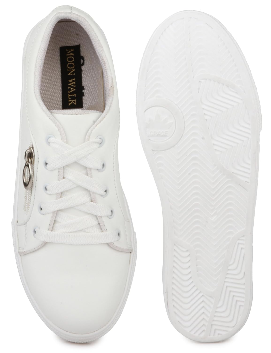 skywalk lace up zipper casual white sneakers