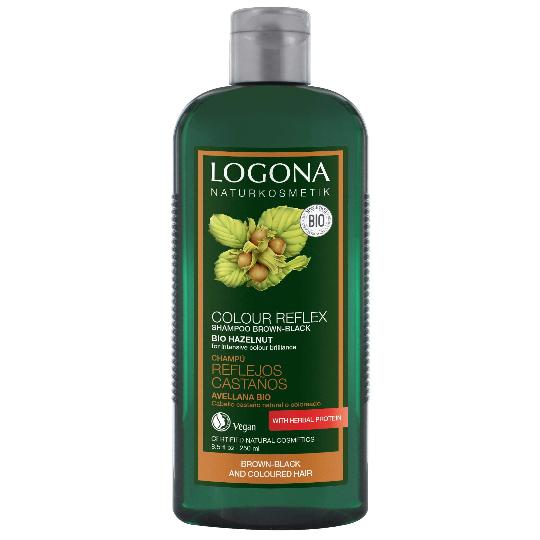 Logona Color Care Hair Shampoo, Hazelnut Brown/Black 250 ml