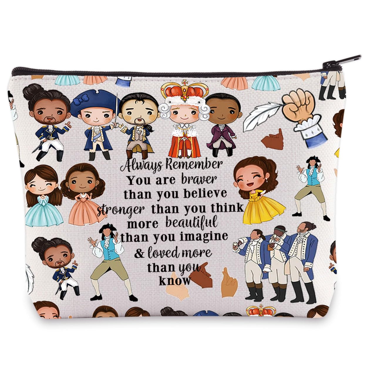 LEVLO Broadway Musical Makeup Bag Musicals Hamilton Gift You are Braver Stronger Smarter Than You Think Hamilto Makeup Bag — image 1