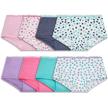 Lot De 3 Culottes Fille Hanes - Bikini, Bleu Sarcelle & Blanc à Pois, Taille 6, Neuves