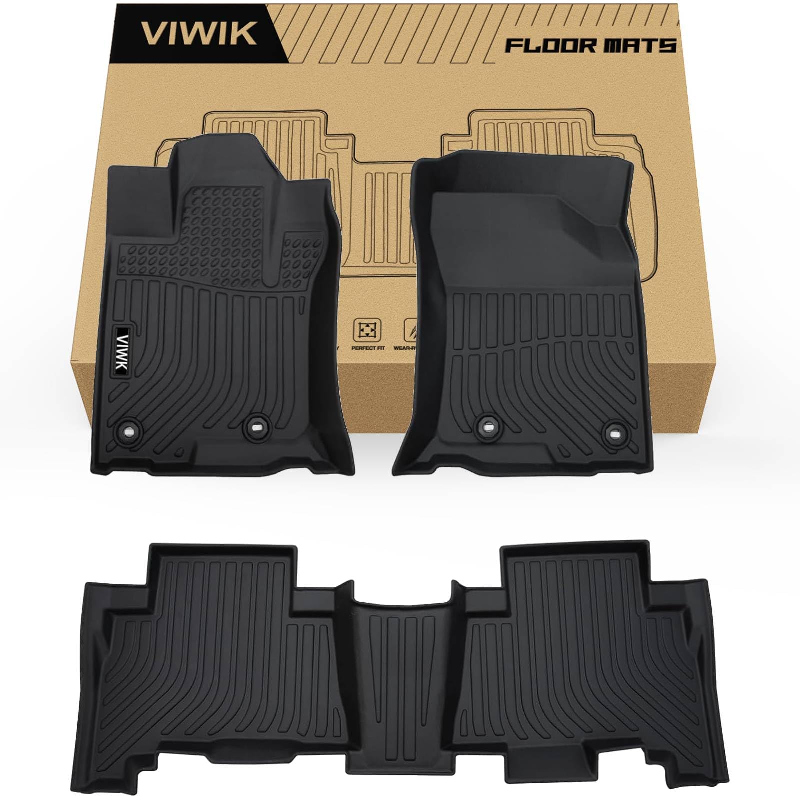 VIWIK Floor Mats Fit for Toyota 4 Runner 2013-2024 / for Lexus GX460 2014-2023, TPE Rubber Car Mats All Weather Custom Floor Liners for 4Runner 2013-2024 1st and 2nd Row Non-Slip Odorless Image