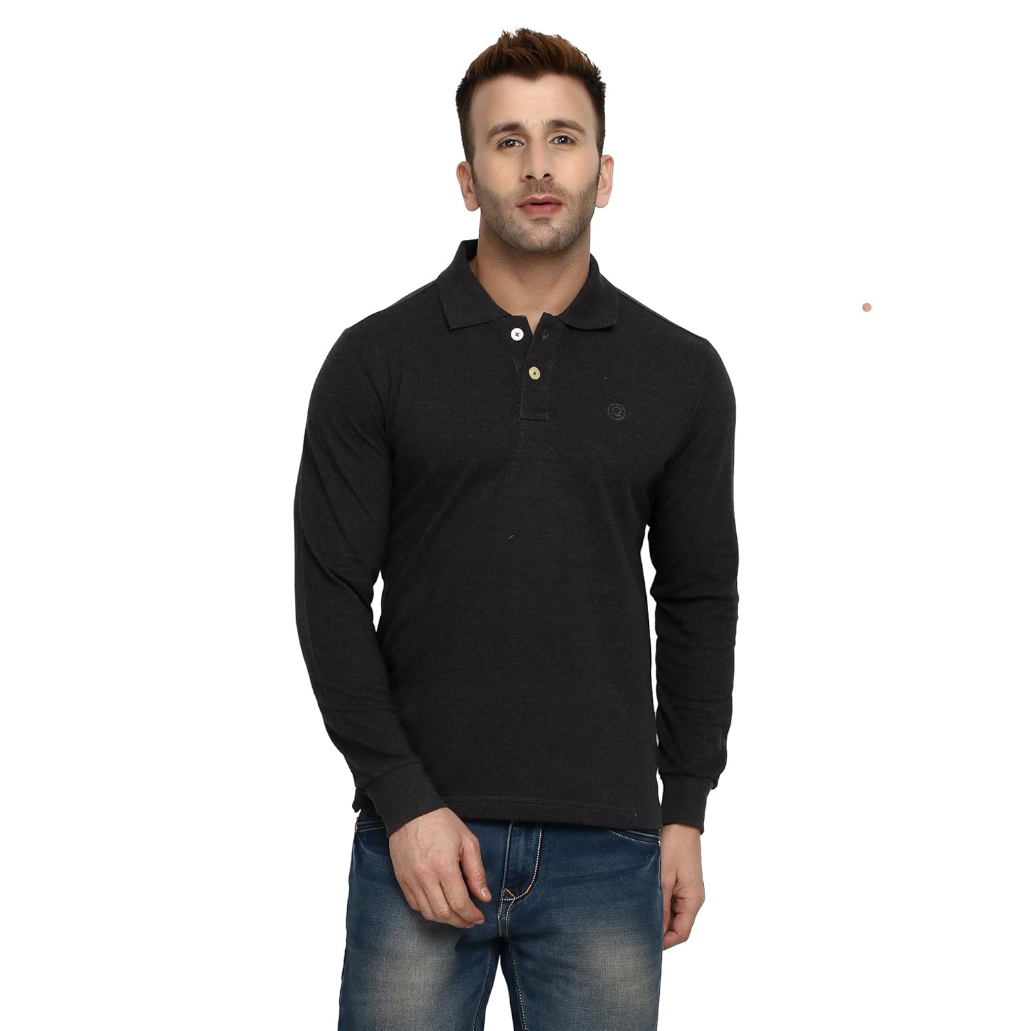 chkokko men's cotton full sleeve polo t-shirt