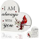 Red Cardinal Sympathy Gifts for Loss of Loved One - Tree of Life Memorial Wooden Heart Sign Table Decor Christmas Ornaments