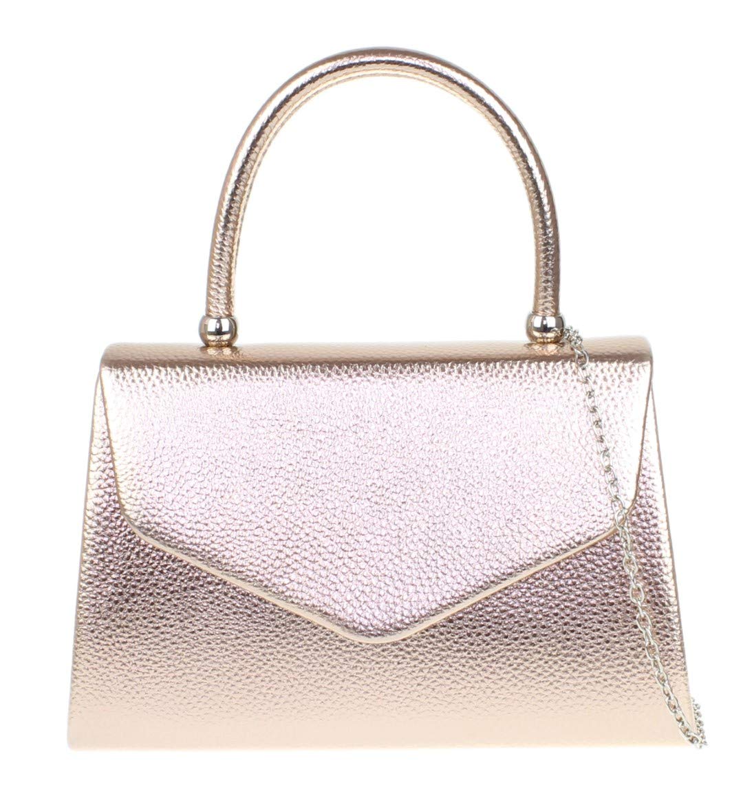 Girly Handbags Womens Plain Handle Clutch Bag (Champagne)