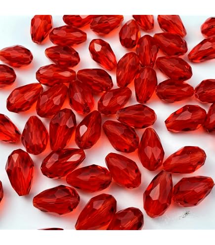 thumbnail interactive-video image 1 of 8x12mm Red Jade Faceted Teardrop Loose Beads - 15 Inch Strand - Center Drilled - Nickel-Free 1 of 2