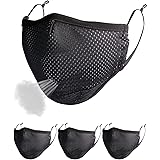 Breathable Comfort Mesh Face Mask Adults Youth 3D Adjustable Reusable Washable Sport Masks for Home Office Work Outdoor Black