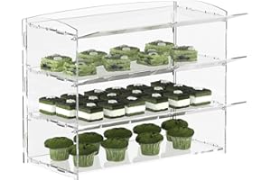 LUOBAO Acrylic Bakery Display Case,Acrylic Pastry Display Case,Donut Display Cabinet,Countertop Display Cases for Bakery, Deli, Clear