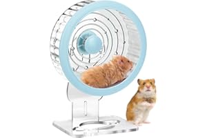 ANTIAI Silent Hamster Wheel Quiet Spinner Small Animals Running Exercise Wheels Accessories with Height Adjustable Stand for Syrian Dwarf Hamsters, Gerbils,Mice,Rats and Other Small Pets,Blue,M