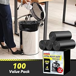 100 Count 17 Micron Extra Heavy Duty 4 Gallon Trash