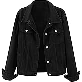 LifeShe Women's Basic Long Sleeve Button Down Distressed Denim Jackets Jean Jacket Coat
