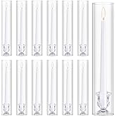 12 Set Hurricane Candle Holder Cylinder Sleeves Taper Candlestick Holder 10 Inch White Candles Table Centerpiece for Wedding Party Festival Decoration