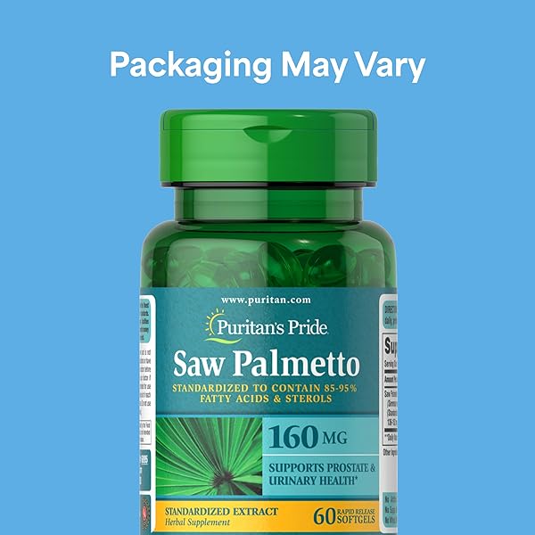 PURITAN’S PRIDE SAW PALMETTO EXTRACT 160MG, TRADITIONAL HERBAL DIETARY SUPPLEMENT FOR MENS PROSTATE AND URINARY HEALTH SUPPORT, 60 RAPID RELEASE CAPSULES