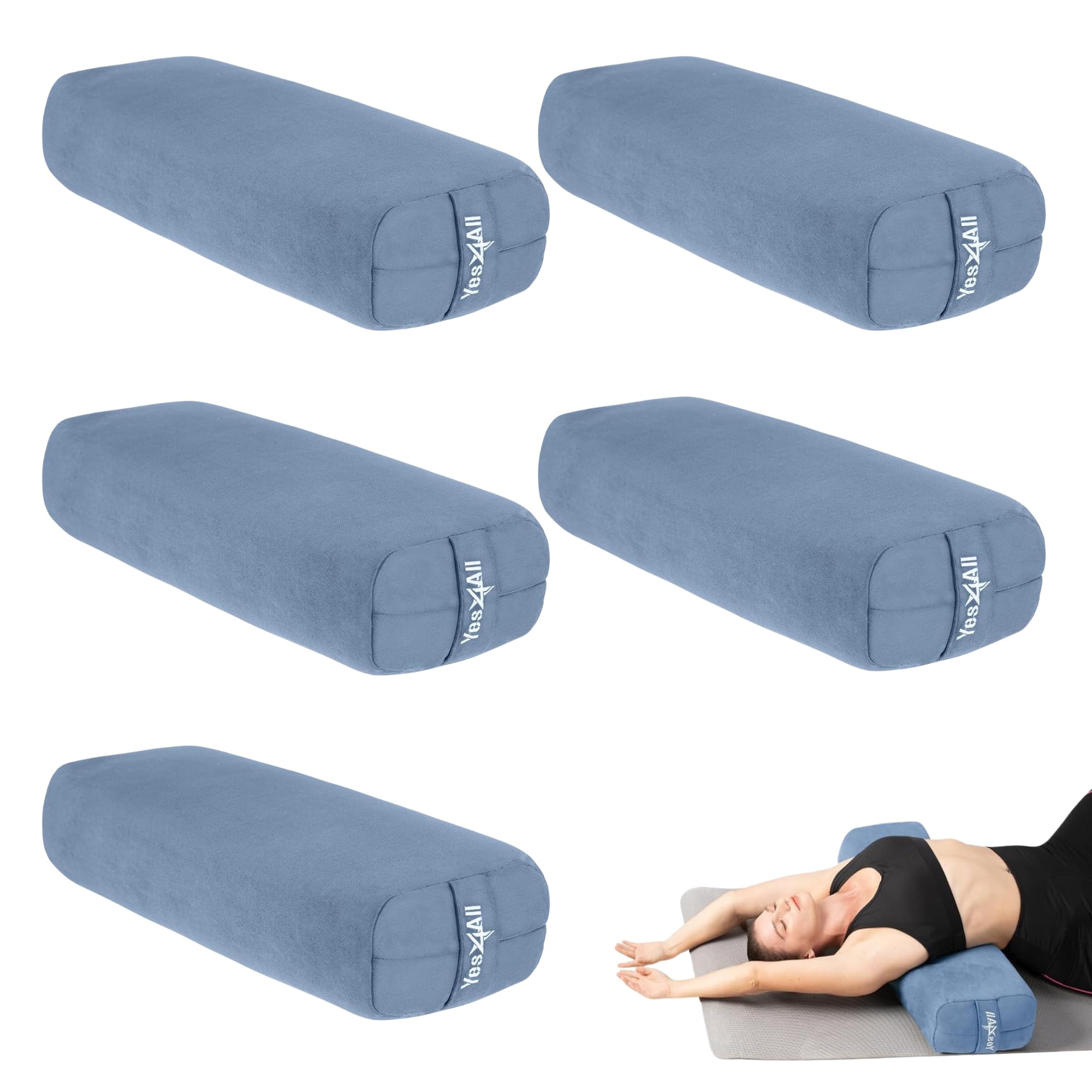 Yes4All Set of 5 Triple-Layer Sponge Yoga Bolsters – Soft Support for Restorative Yoga, Meditation, Balance & Pose Adjustments Image
