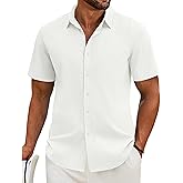 COOFANDY Shirts for Men Short Sleeve Button Down Shirt Casual Summer Beach Shirt