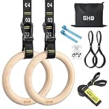 GHB Gymnastic Rings Wooden Gym Rings 1.25" Olympic