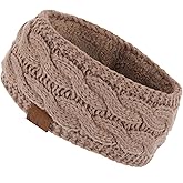 C.C Winter Fuzzy Fleece Lined Thick Knitted Diagonal Stripes Criss-Cross Pattern Headband Headwrap (HW-2060)