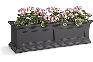 Mayne Fairfield 3ft Window Box - Graphite Grey - Durable Self Watering Resin Planter with Wall Mount Brackets (5822-GRG)