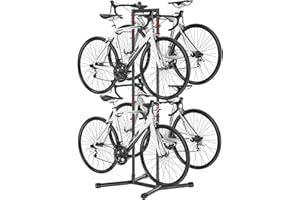 Himiway 4 Bike Rack Garage Storage, Bicycle Garage Floor Stand with Adjustable Hooks, No Drilling Required Vertical Bike Stand for Road, MTB, and Hybrid Bicycles, Holds Up to 70kg