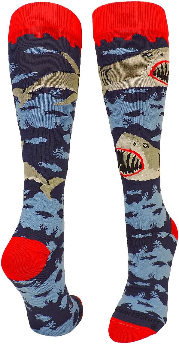 MadSportsStuff Great White Sharks Athletic Over The Calf Socks : Clothing