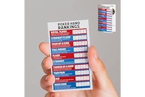 BBRGIRL 4 PCS Poker Hand Rankings Chart, Poker Rules Cheat Sheet Cards Beginners & Pros Poker Hand Ranking Guide, Poker Hands