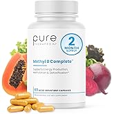 Methyl B Complete - 60 Vegetable Capsules | Optimal Methylation Support Supplement with Quatrefolic 5-MTHF (Active folate), Methylcobalamin (Active B12), B2, B6, and TMG | Pharmaceutical Grade