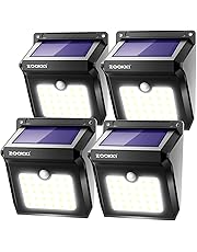 ZOOKKI Solar Lights Outdoor, 28 LED Wireless Motion Sensor Lights, IP65 Waterproof Wall Light Easy-to-Install Security Lights for Outdoor Garden, Patio, Yard, Deck, Garage, Driveway, Fence 4 Pack