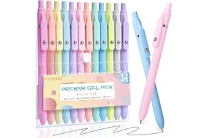 Fenmay Gel Pens, 12 Pcs 0.5mm Fine Point Aesthetic Pens, Quick Dry No Smudge, Smooth Writing Comfortable Grip Pen, Cute Black Ink Journaling Pens for School Supplies Office Desk Accessories
