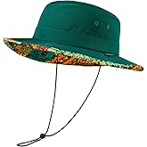 UVSAI UPF 50+ Foldable Sun Hat Patterned Under Brim Bucket Hats for Summer Hiking Fishing Beach Safari Men Women