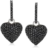 Ross-Simons 2.10 ct. t.w. Black Spinel Heart Drop Earrings in Sterling Silver