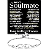To My Soulmate Bracelet, Soulmate Bracelet For Women, Soulmate's Jewelry Gift From Boyfriend Husband Friend With Message Card And Box Meaning, Valentine Gifts For Her, Birthday Christmas Gifts