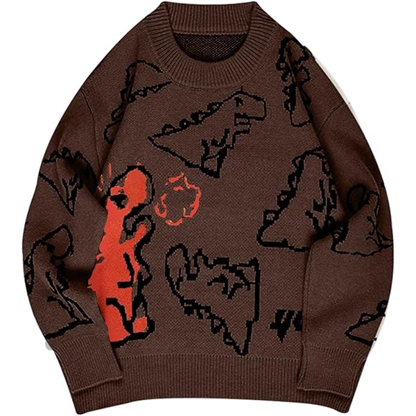 Arssm Dinosaur Sweater Women y2k Vintage Oversized Graphic