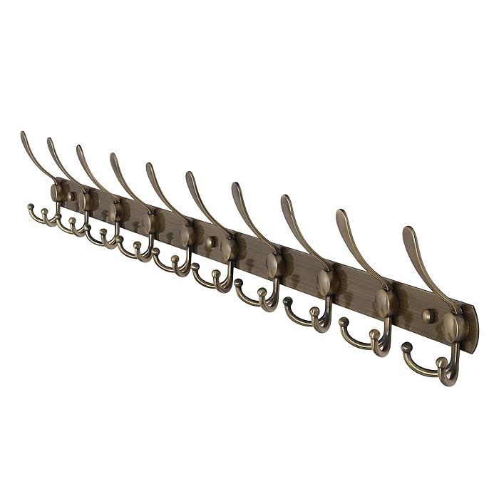 Dseap Wall Mounted Coat Rack 10 Tri Hooks, 375/8" Long