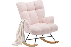 Zedachica Pink Teddy Nursery Rocking Chair - Soft Fleece Fabric, Ergonomic & Adjustable, Indoor Use Only