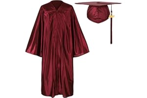 Erligo Unisex Shiny Graduation Gown and Cap Set with Tassel for Middle High School Bachelor