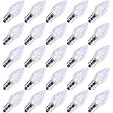 C7 Christmas Light Bulb, C7 Led Replacement Bulbs for Christmas String Lights, 25 Pack Replacement Bulbs for House, Roofline, Christmas Tree, Christmas Holiday Decor, E12 Candelabra Base, Cool White