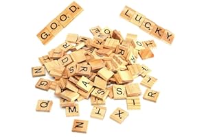 300 Pcs Letters Tiles for Scrabble, Wooden Alphabet Tiles for Crafts Wall Gift Christmas Tree Decor, 20 * 18 * 5mm