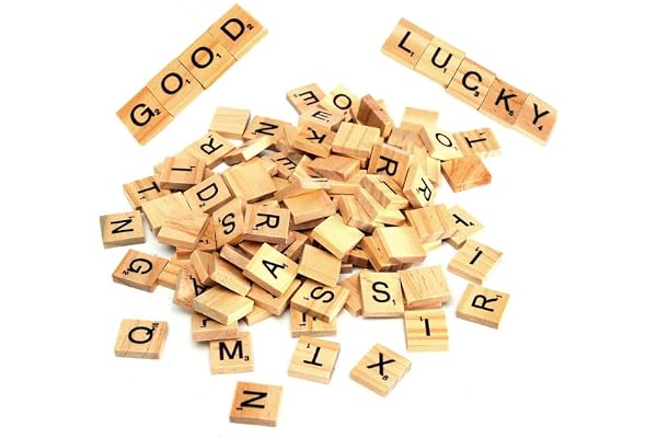300 Pcs Letters Tiles for Scrabble, Wooden Alphabet Tiles for Crafts Wall Gift Christmas Tree Decor, 20 * 18 * 5mm