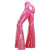 Nawgut Womens Sequin Flare Pant Sparkly High Waisted Leg Bell Bottom Glitter Trousers Night Out Clubwear