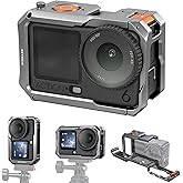 REYGEAK Cage for DJI Osmo Action 6, Multifunctional Protective Cage Metal Expansion Frame Case with Cold Shoe Mount | 1/4" Screw Adapter for Tripod, Selfie Stick