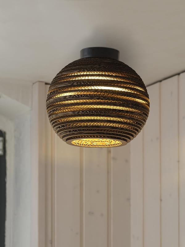 Decor Cardboard Ball marron en carton ondulé, léger, E27, diamètre