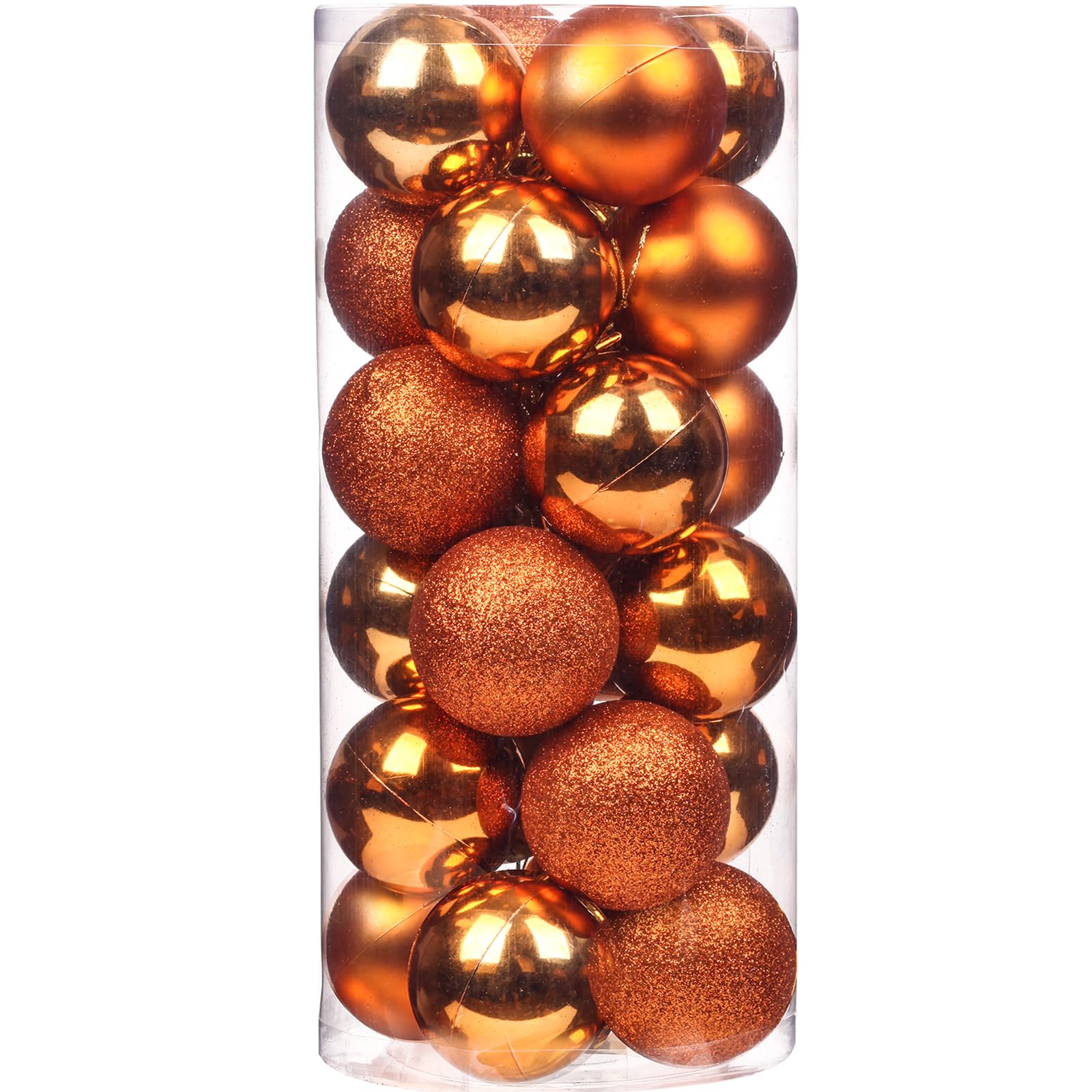 Emopeak 24Pcs Orange Christmas Ornaments for Tree Decor, 1.57 Inch Mini Christmas Balls Ornaments, Shatterproof Xmas Hanging Baubles for Holiday Wedding Party Decoration