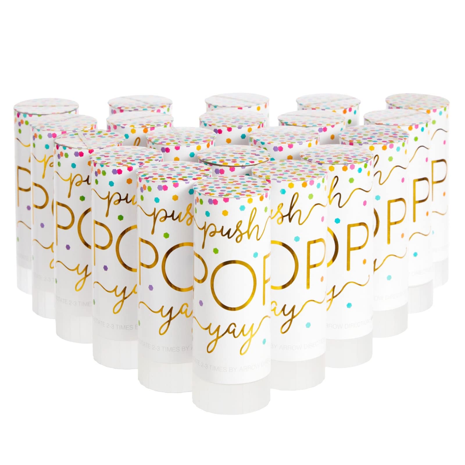 Sparkle and Bash Confetti Poppers 20 Pack Rainbow Shakers - Multicolor Mini Poppers 1.5in x 4.3in - Push Pop Design Bulk Mini Confetti Cannons