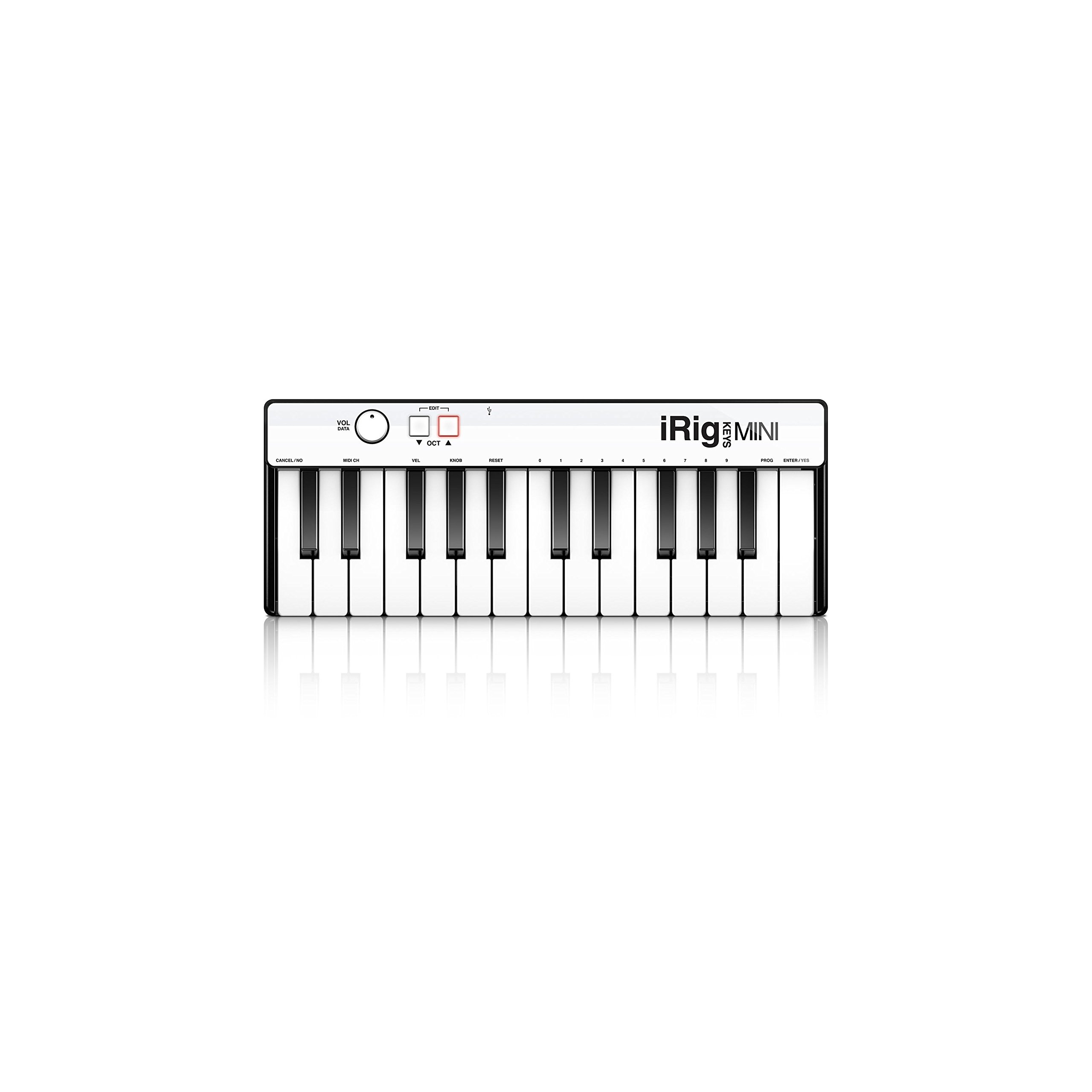 IK Multimedia iRig Keys - Mini Digital Piano with 25 Keys for Android, iOS, PC and MAC systems, Black/White