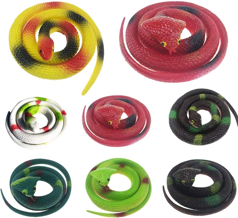 Toyvian 8pcs Realistic Rubber Snakes Set Funny Rubber Snake Figure Set