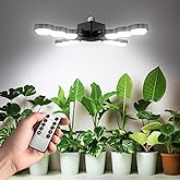 SANSI Dimmable Grow Lights for Indoor Plants, Full Spectrum with Remote Control, Auto On Off 4 8 12 Hrs Timer, 80W (800 Watt