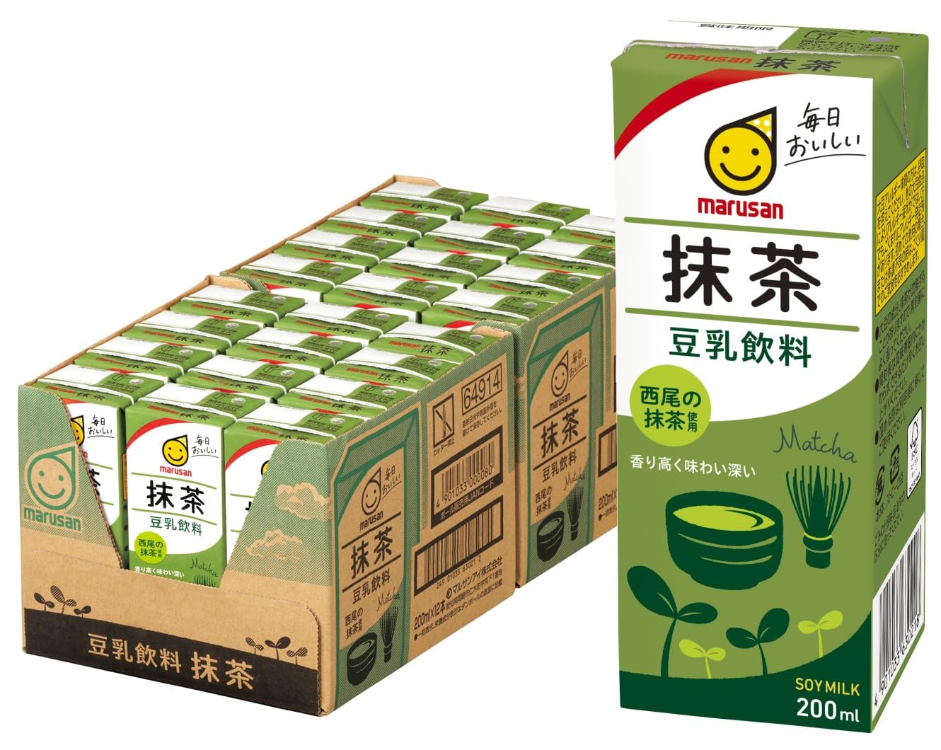 マルサン 豆乳飲料抹茶 200ml×24本商品画像