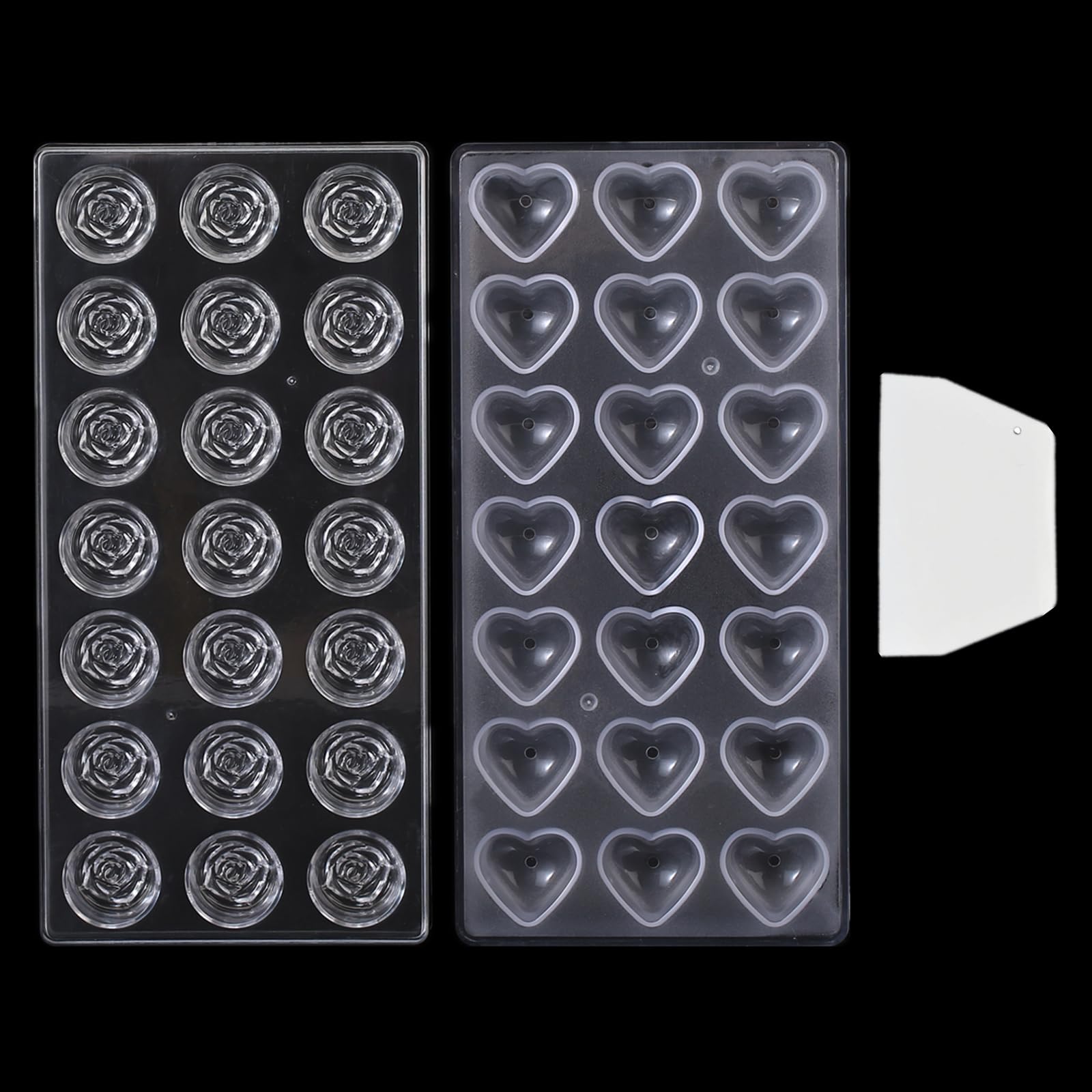 Binwat Chocolate Candy Mold PC Polycarbonate Chocolate Making Mould (Heart+Rose)