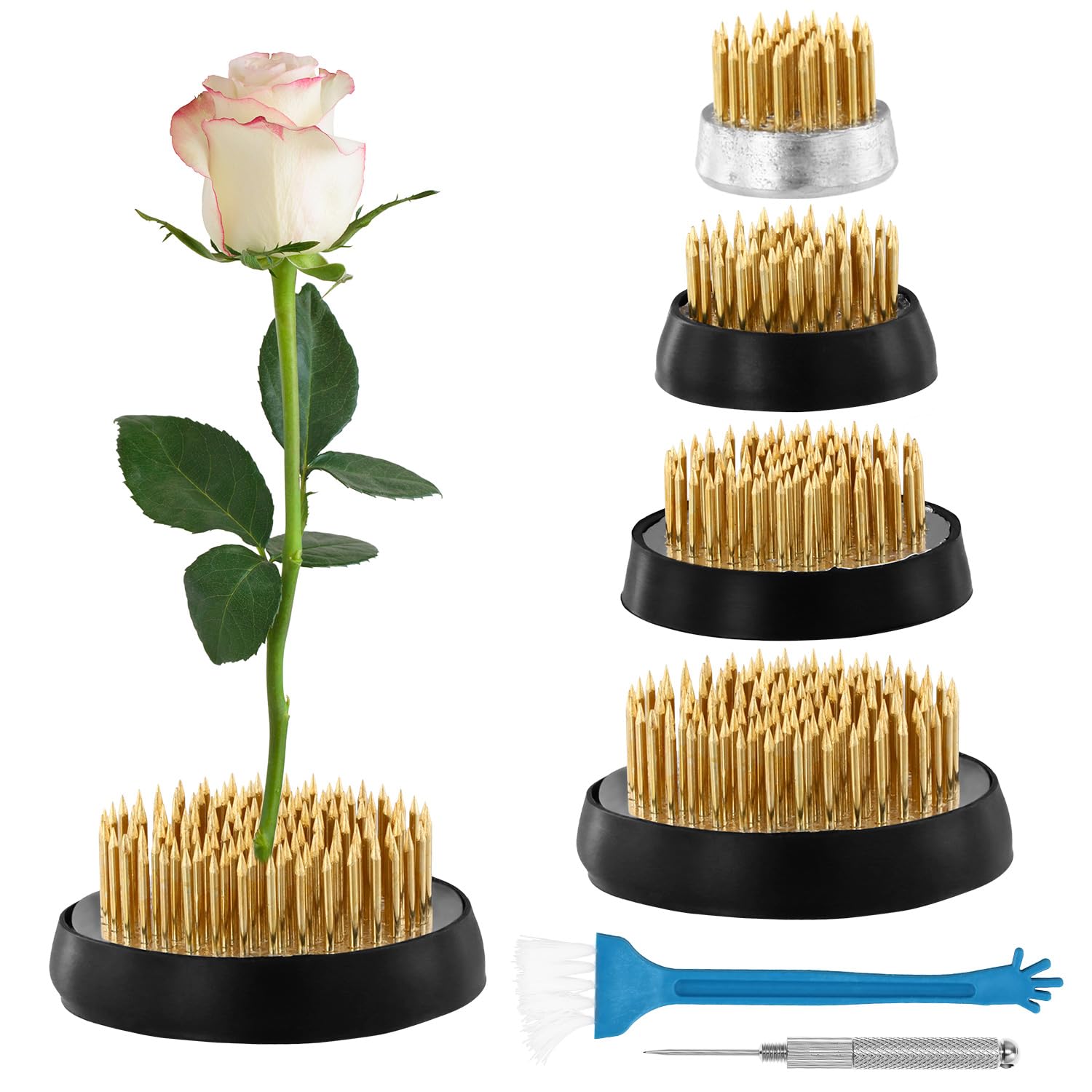 QWORK® 4 Pieces Floral Arranging Tool, Flower Frogs for Arrangements, Flower Hedgehog, for Florists, Offices and Tea Rooms
